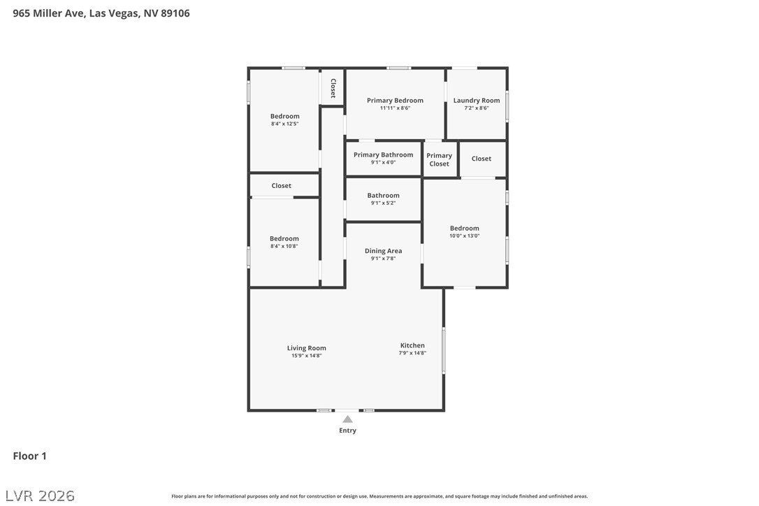 Single Family 4BR 2BA - 965 Miller Avenue, Las Vegas, NV