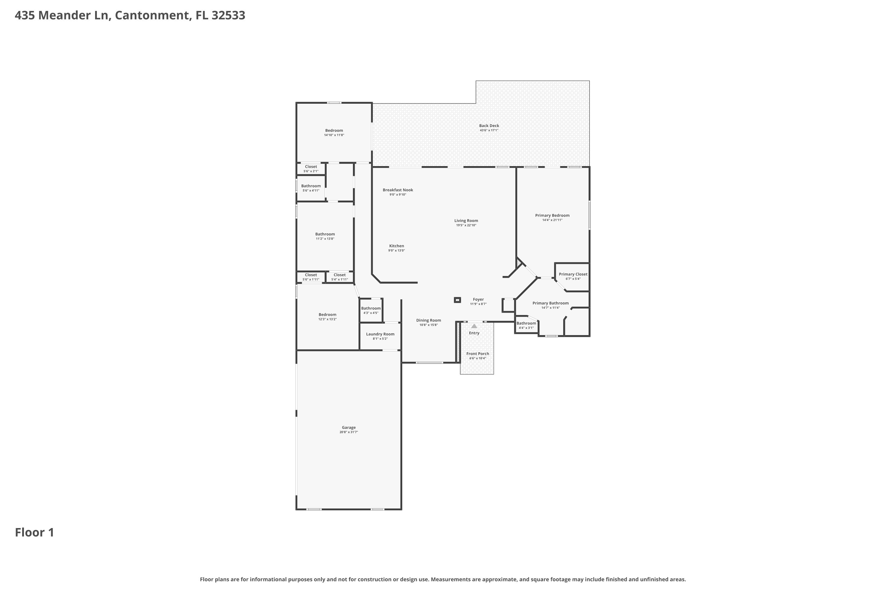 Single Family 4BR 3BA - 435 Meander Lane, Cantonment, FL