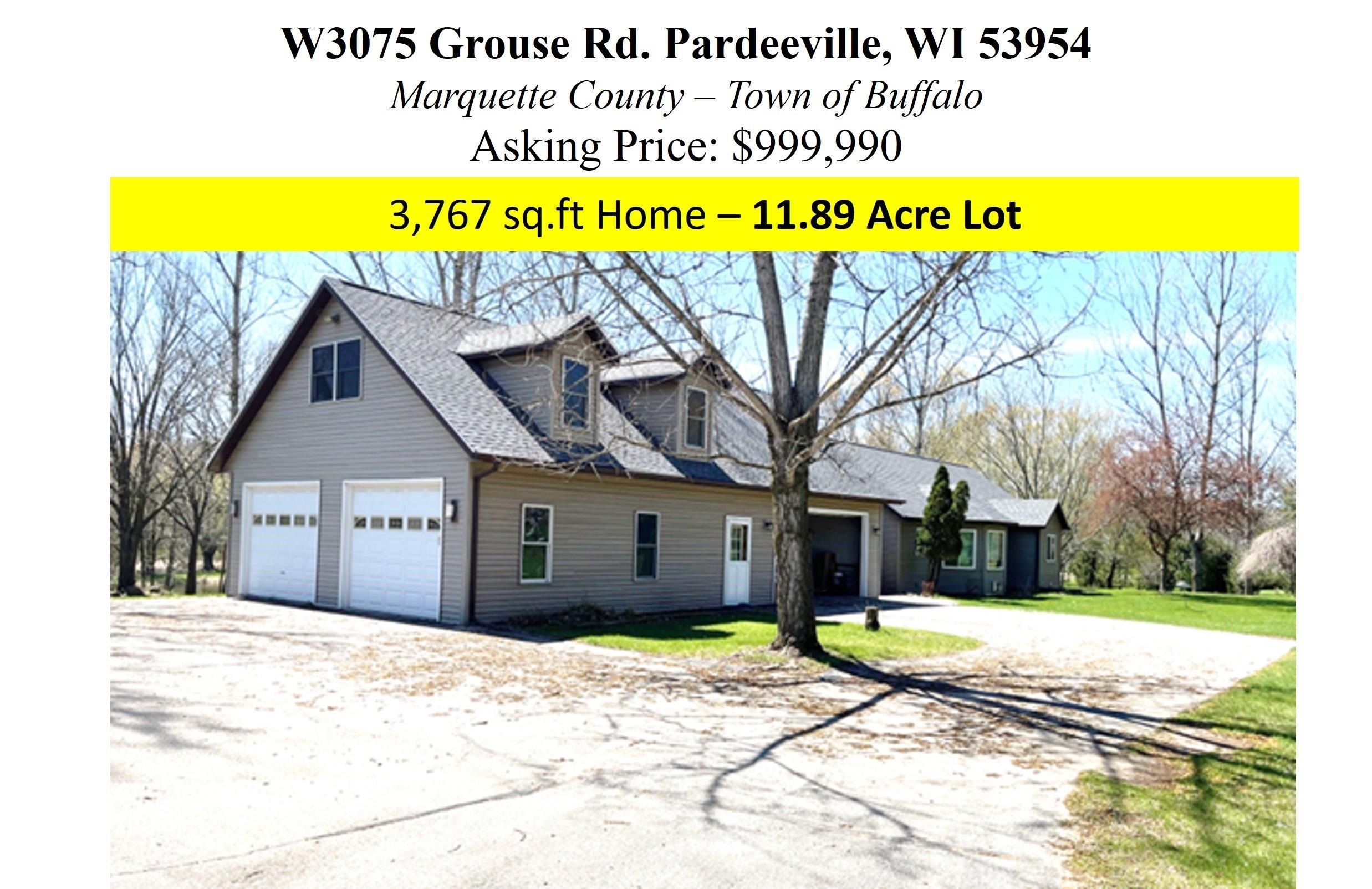 Single Family 3BR 4BA - W3075 Grouse Road, Pardeeville, WI